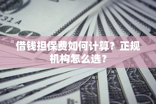 武汉借钱担保费如何计算？正规机构怎么选？